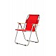 Πολυθρόνα παραλίας πτυσσόμενη από ύφασμα/μέταλλο/ξύλο σε κόκκινο/ασημί χρώμα 55x50x78