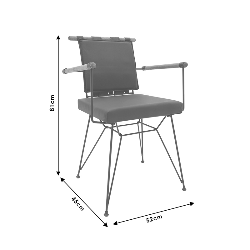 Πολυθρόνα "SUNNY" από μέταλλο/PVC σε χρώμα μαύρο 53x57x80,5