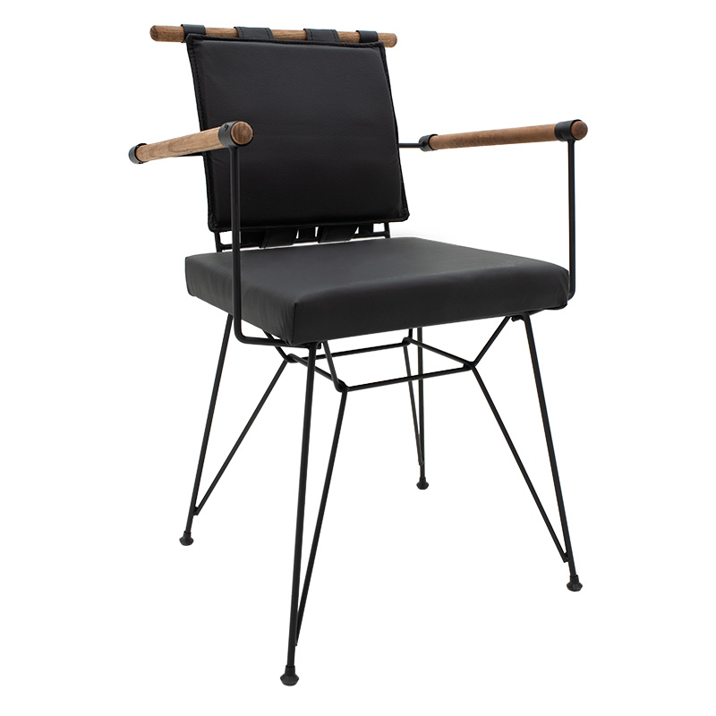 Πολυθρόνα "SUNNY" από μέταλλο/PVC σε χρώμα μαύρο 53x57x80,5
