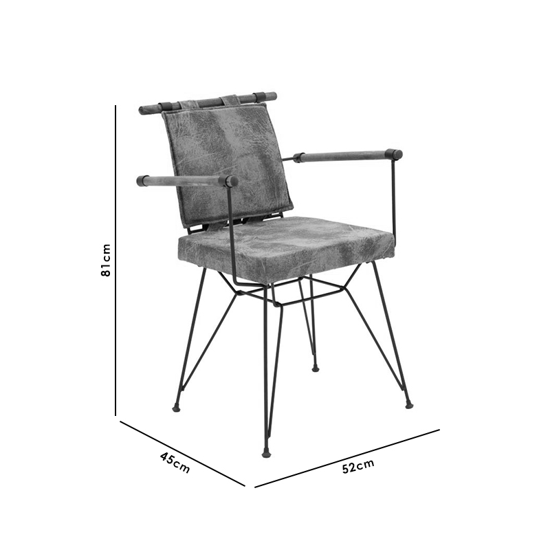 Πολυθρόνα "SUNNY" από μέταλλο/PVC σε χρώμα καφέ 53x57x80,5