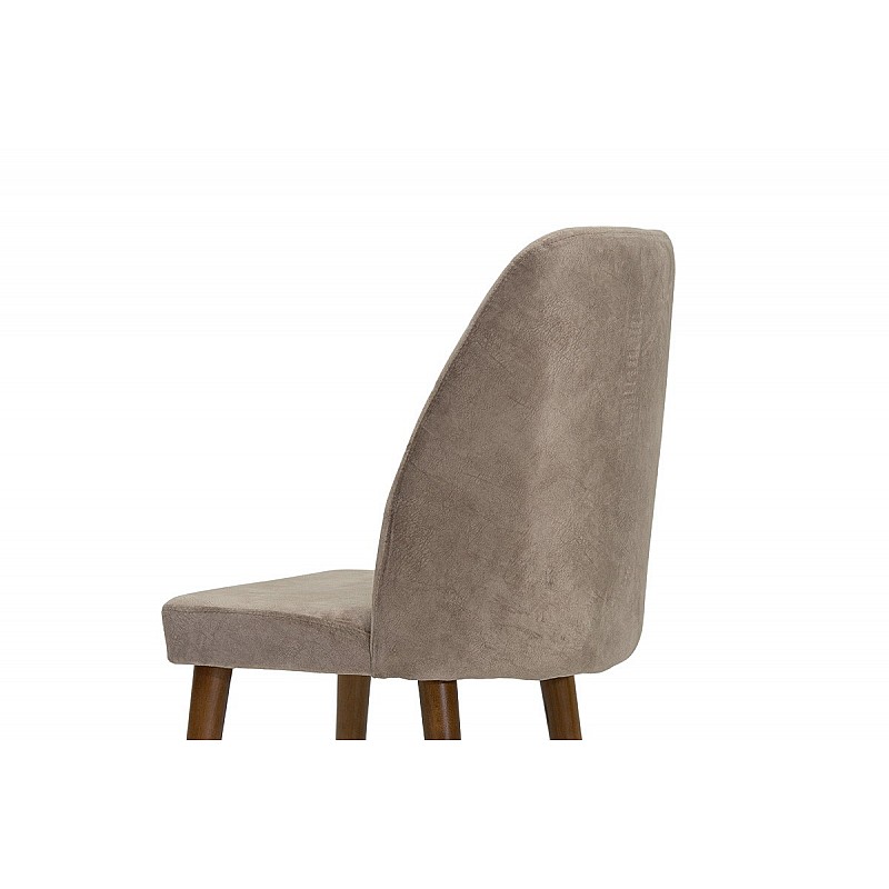 Καρέκλα "CESILIA" από ύφασμα σε χρώμα antique μπεζ-καρυδί πόδι 50x49x90