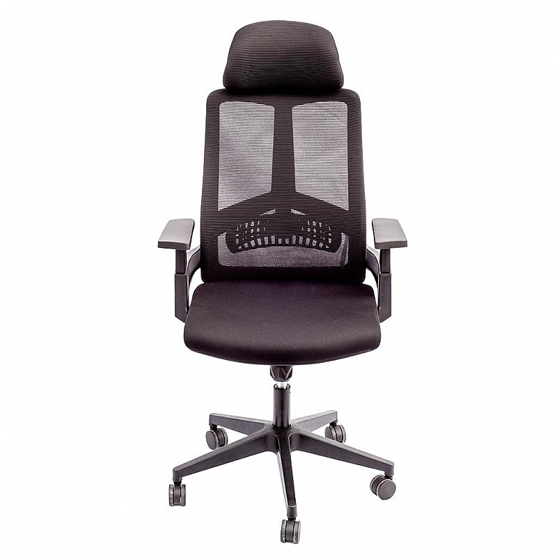Πολυθρόνα γραφείου "ROAD NEW" από mesh ύφασμα σε μάυρο χρώμα 66x65x116/126