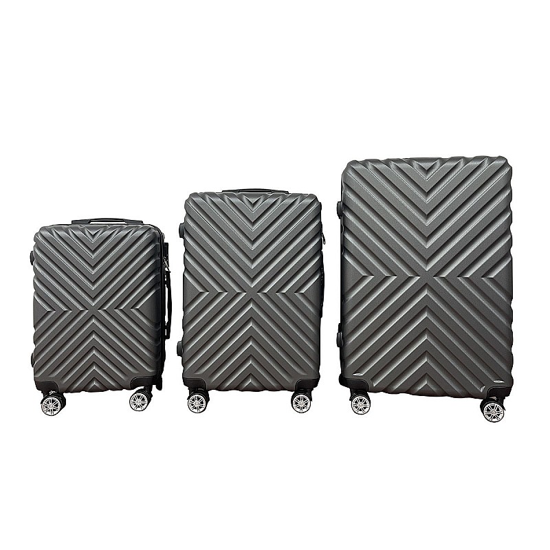 Σετ βαλίτσες 3τμχ "ROADTRIP" από ABS σε χρώμα γκρι 50x30x75
