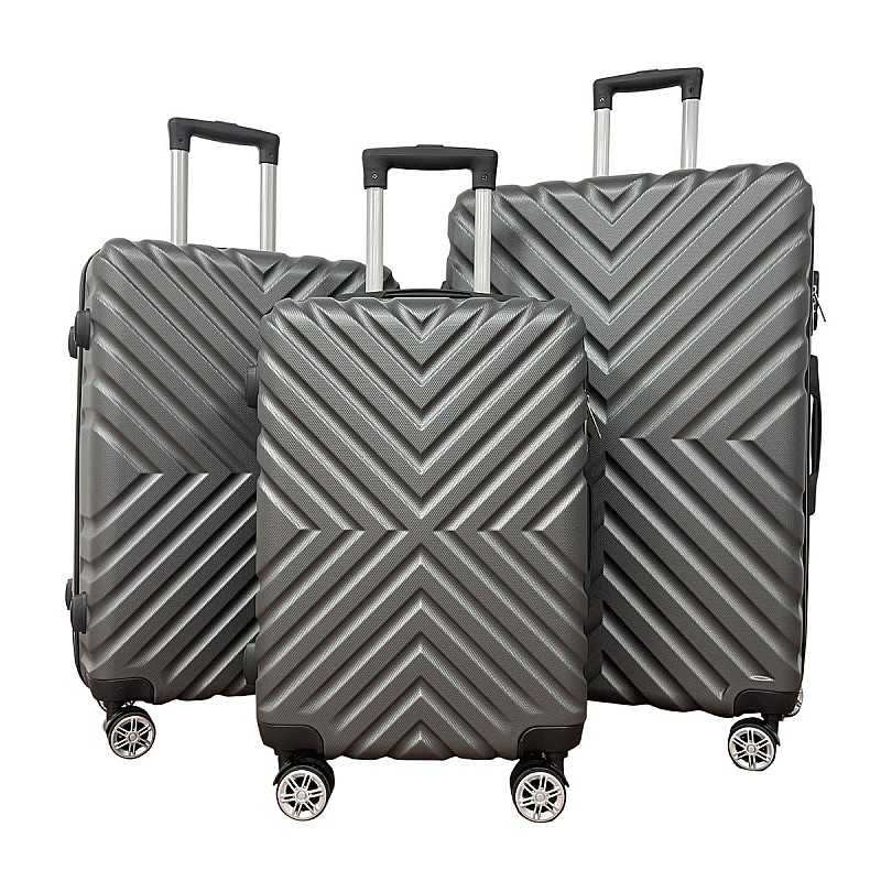Σετ βαλίτσες 3τμχ "ROADTRIP" από ABS σε χρώμα γκρι 50x30x75