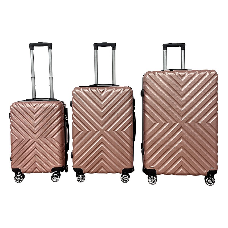 Σετ βαλίτσες 3τμχ "ROADTRIP" από ABS σε χρώμα ροζ χρυσό 50x30x75