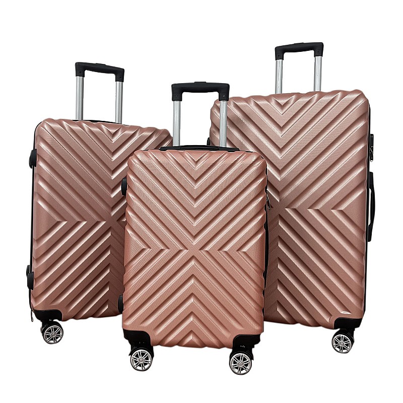 Σετ βαλίτσες 3τμχ "ROADTRIP" από ABS σε χρώμα ροζ χρυσό 50x30x75
