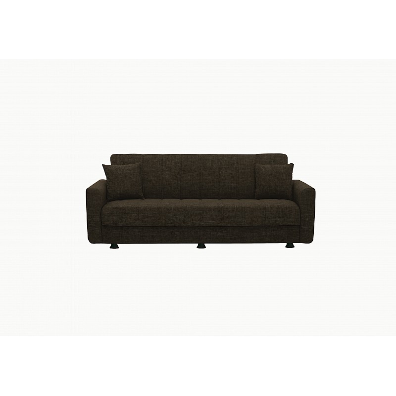 Καναπές-κρεβάτι τριθέσιος "BELLA" υφασμάτινος σε χρώμα καφέ 214x78x78