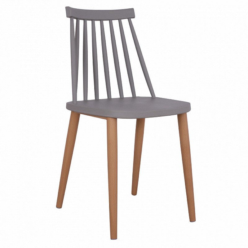 Καρέκλα "BARA" από PP γκρι-φυσικό 46,5x42,5x77