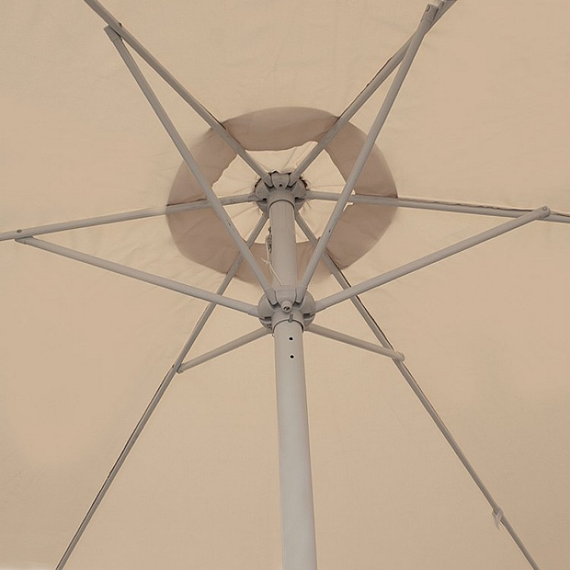 Ομπρέλα στρόγγυλη από αλουμίνιο/ύφασμα σε εκρού χρώμα Φ3μ