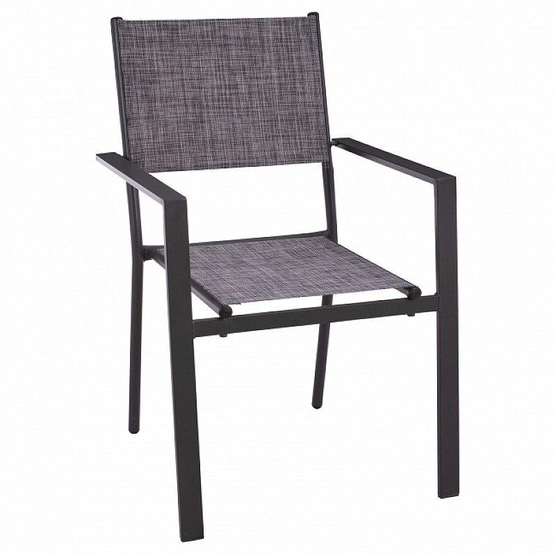 Πολυθρόνα "SANDRA" από μέταλλο/textilene σε γκρι χρώμα 57x56x90