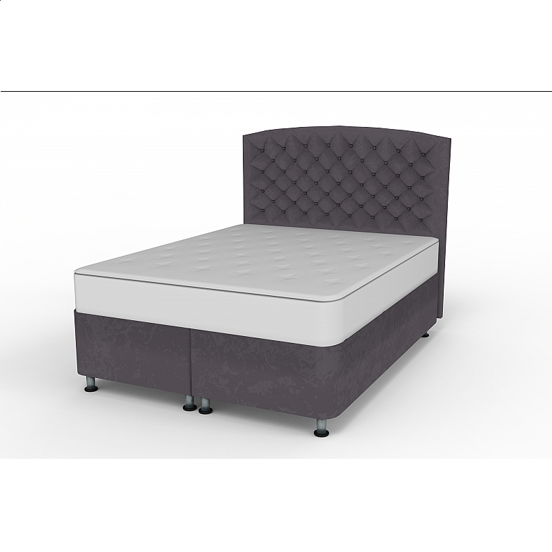 Κρεβάτι "PLATINIUM" διπλό με αποθηκευτικό χώρο από βελούδο σε γκρι χρώμα 160x200