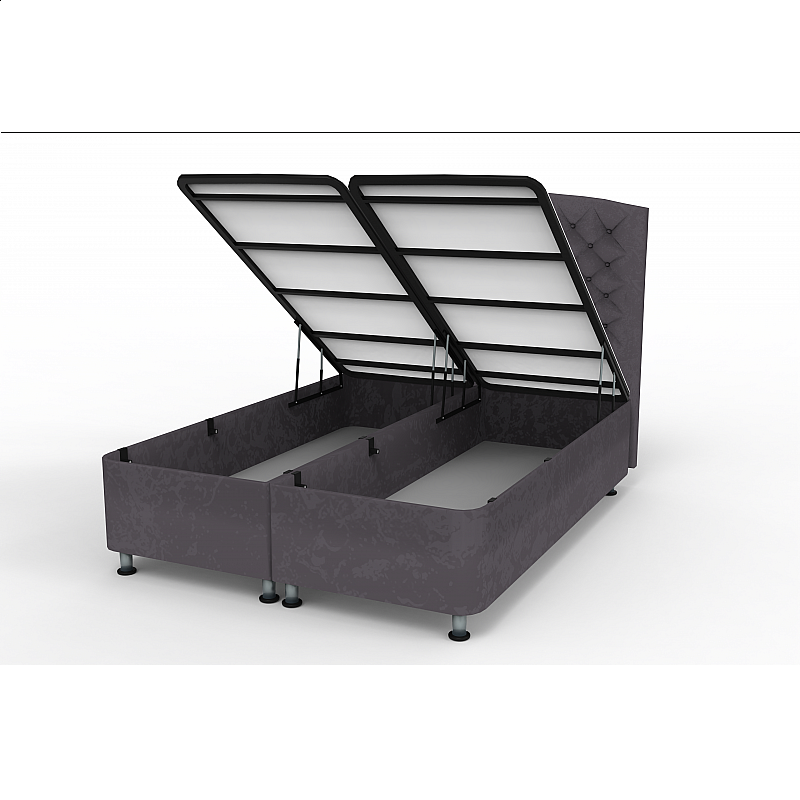Κρεβάτι με στρώμα "PLATINΙUM" διπλό με αποθηκευτικό χώρο από βελούδο σε γκρι χρώμα 160x200
