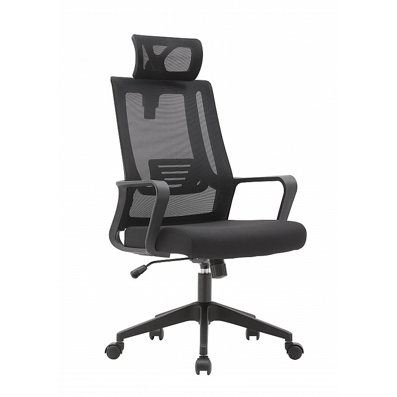 Πολυθρόνα γραφείου διευθυντή "SOFIA" με ύφασμα mesh χρώμα μαύρο 62x60x122/130