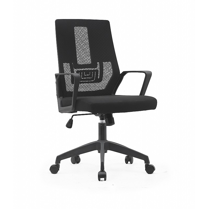 Πολυθρόνα γραφείου εργασίας "STEVI PLUS" με ύφασμα mesh χρώμα μαύρο 55x59x94/102
