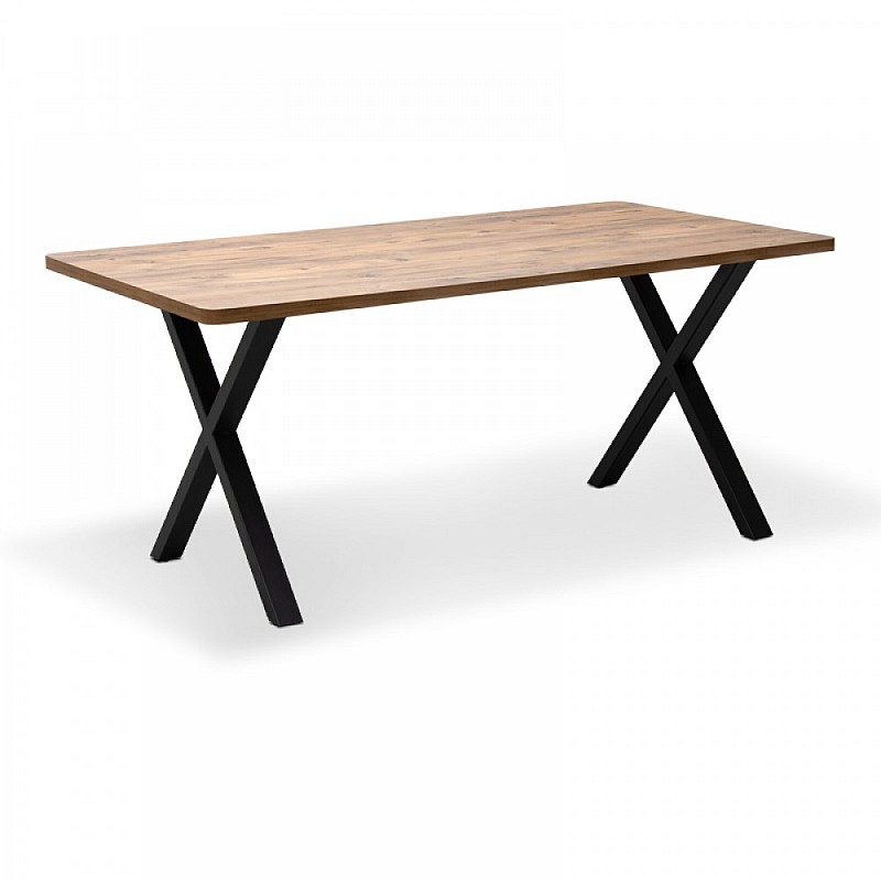Τραπέζι "MOERA" από MDF/μέταλλο σε χρώμα ακακία/μαύρο 120x70x75