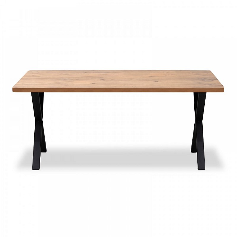 Τραπέζι "MOERA" από MDF/μέταλλο σε χρώμα ακακία/μαύρο 160x90x75