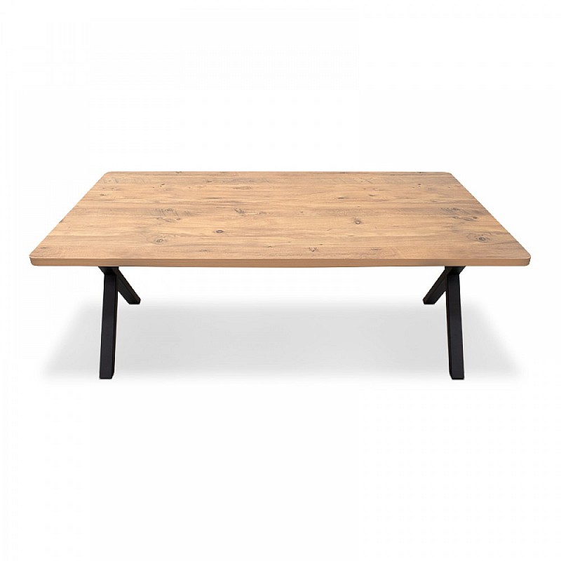 Τραπέζι "MOERA" από MDF/μέταλλο σε χρώμα ακακία/μαύρο 160x90x75