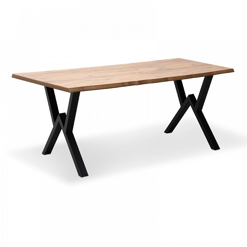 Τραπέζι "KRISTA" από MDF/μέταλλο σε χρώμα ακακία/μαύρο 120x70x75