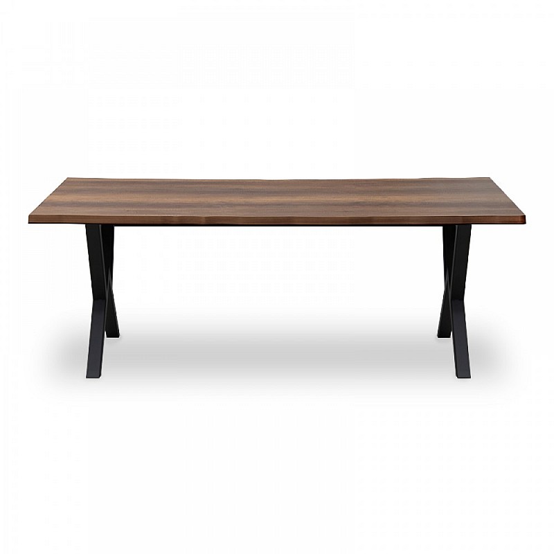 Τραπέζι "KRISTA" από MDF/μέταλλο σε χρώμα καρυδί/μαύρο 200x110x75