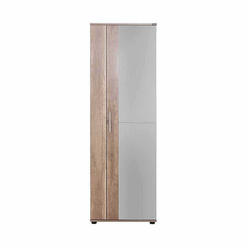 Έπιπλο εισόδου-παπουτσοθήκη "Kava" με καθρέπτη 25 ζεύγων γκρι-μπεζ 60x36x187