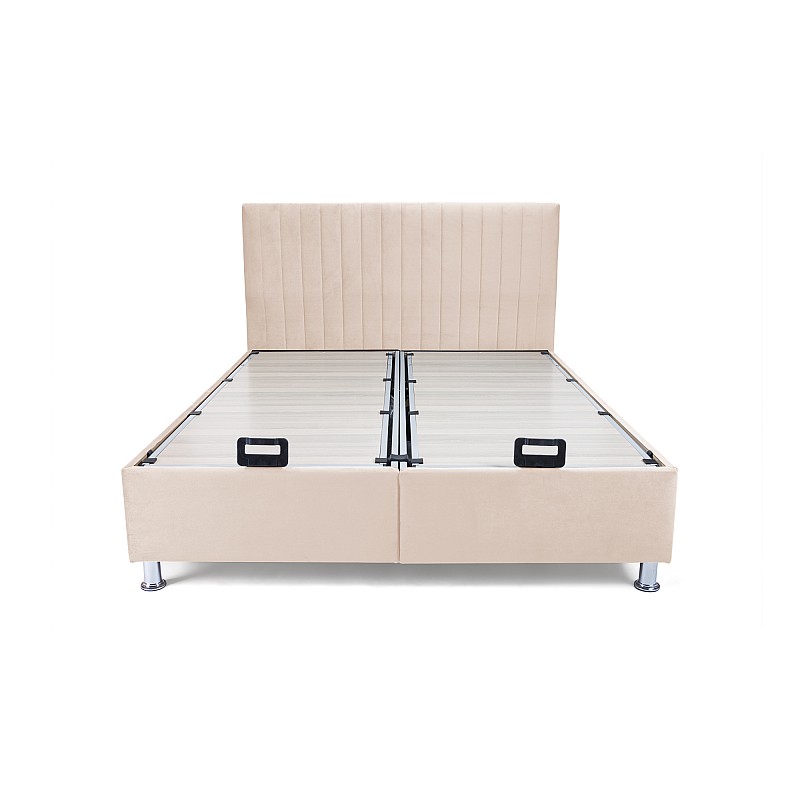 Κρεβάτι διπλό ''GALA'' με αποθηκευτικό χώρο χρώμα υφάσματος velvet μπεζ 160x200