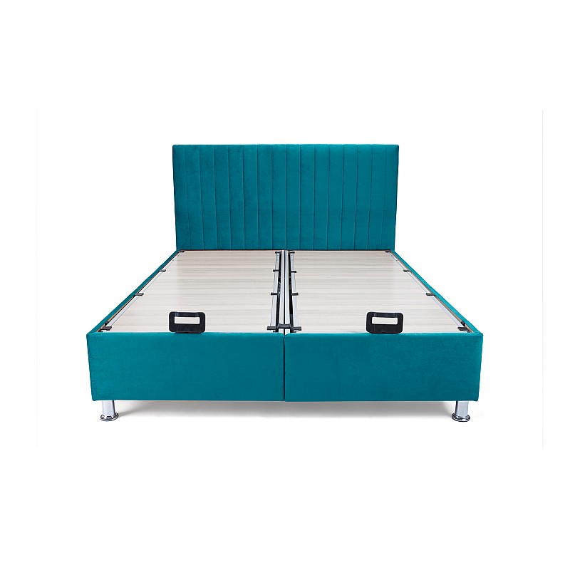 Κρεβάτι διπλό ''GALA'' με αποθηκευτικό χώρο χρώμα υφάσματος velvet πετρολ 160x200