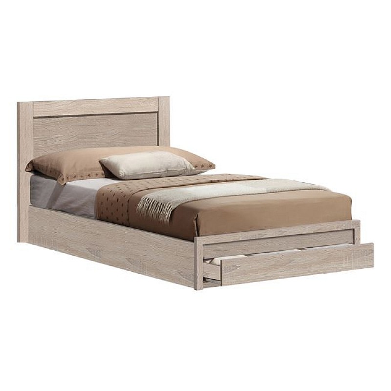 Κρεβάτι μονό ''REAL'' με αποθηκευτικό χώρο (1 συρτάρι) σε χρώμα σονόμα 90x190