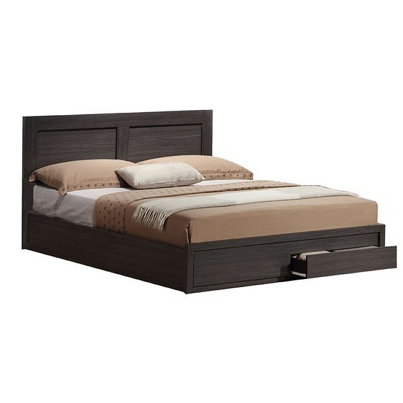 Κρεβάτι υπέρδιπλο ''REAL'' με αποθηκευτικό χώρο (2 συρτάρια) σε χρώμα καρυδί 160x200