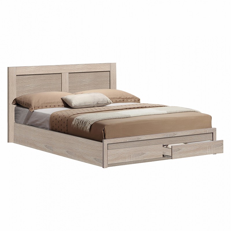 Κρεβάτι υπέρδιπλο ''REAL'' με αποθηκευτικό χώρο (2 συρτάρια) σε χρώμα σονόμα 160x200