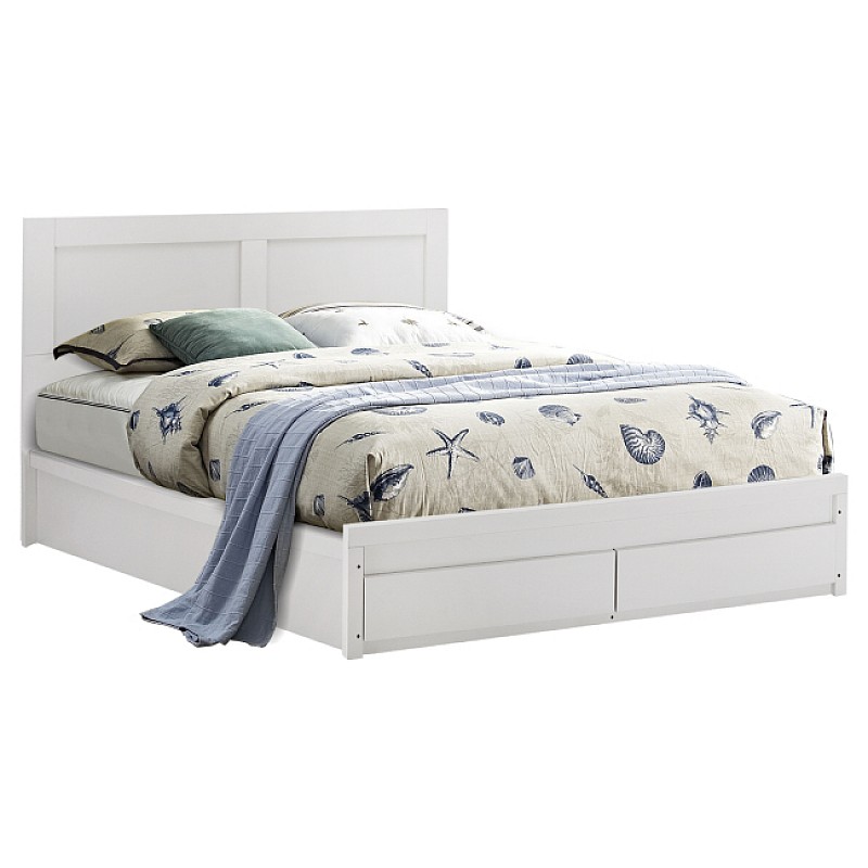 Κρεβάτι υπέρδιπλο ''REAL'' με αποθηκευτικό χώρο (2 συρτάρια) σε χρώμα λευκό 160x200