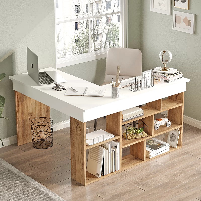 Γραφείο γωνιακό "VIANA" σε χρώμα atlantic pine/λευκό 120x129x72 Γραφείο γωνιακό "VIANA" σε χρώμα atlantic pine/λευκό 120x129x72