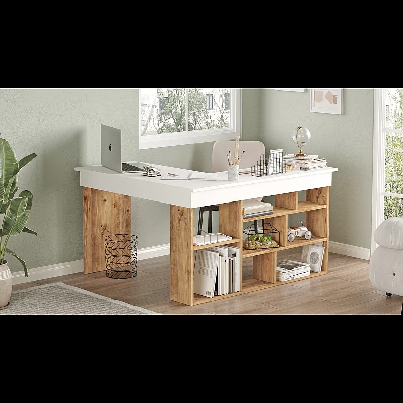 Γραφείο γωνιακό "VIANA" σε χρώμα atlantic pine/λευκό 120x129x72 Γραφείο γωνιακό "VIANA" σε χρώμα atlantic pine/λευκό 120x129x72