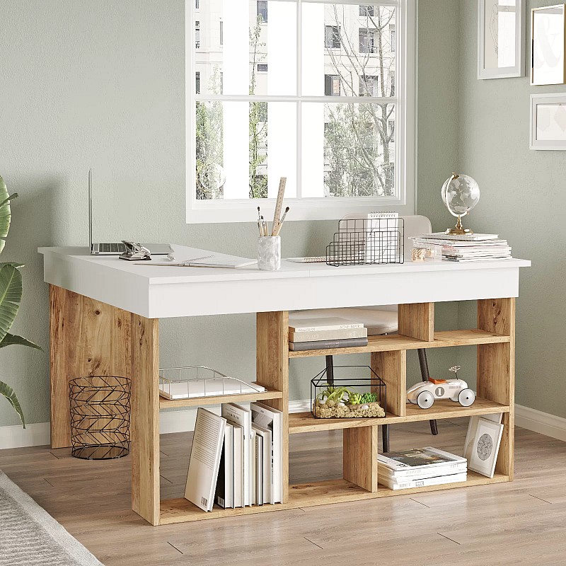 Γραφείο γωνιακό "VIANA" σε χρώμα atlantic pine/λευκό 120x129x72 Γραφείο γωνιακό "VIANA" σε χρώμα atlantic pine/λευκό 120x129x72