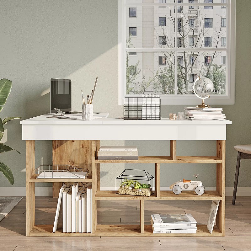 Γραφείο γωνιακό "VIANA" σε χρώμα atlantic pine/λευκό 120x129x72 Γραφείο γωνιακό "VIANA" σε χρώμα atlantic pine/λευκό 120x129x72