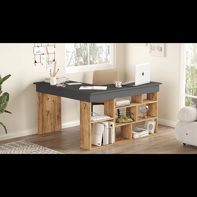 Γραφείο γωνιακό "VIANA" σε χρώμα atlantic pine/ανθρακί 115x120x72 Γραφείο γωνιακό "VIANA" σε χρώμα atlantic pine/ανθρακί 115x120x72