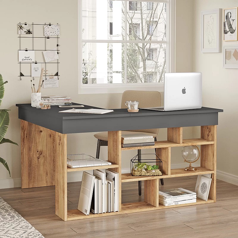 Γραφείο γωνιακό "VIANA" σε χρώμα atlantic pine/ανθρακί 115x120x72 Γραφείο γωνιακό "VIANA" σε χρώμα atlantic pine/ανθρακί 115x120x72