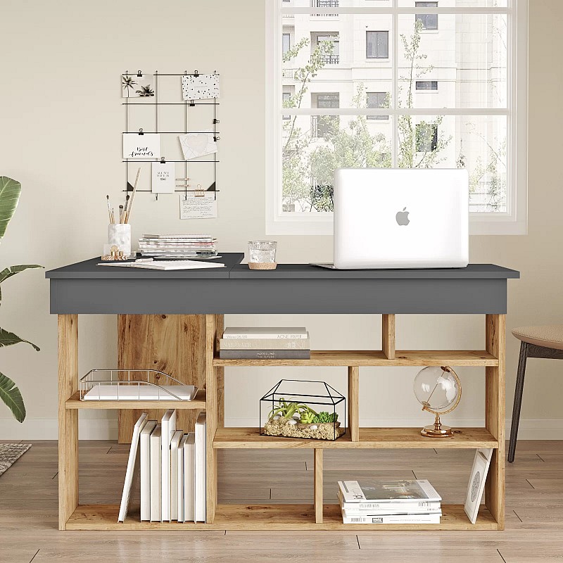 Γραφείο γωνιακό "VIANA" σε χρώμα atlantic pine/ανθρακί 115x120x72 Γραφείο γωνιακό "VIANA" σε χρώμα atlantic pine/ανθρακί 115x120x72