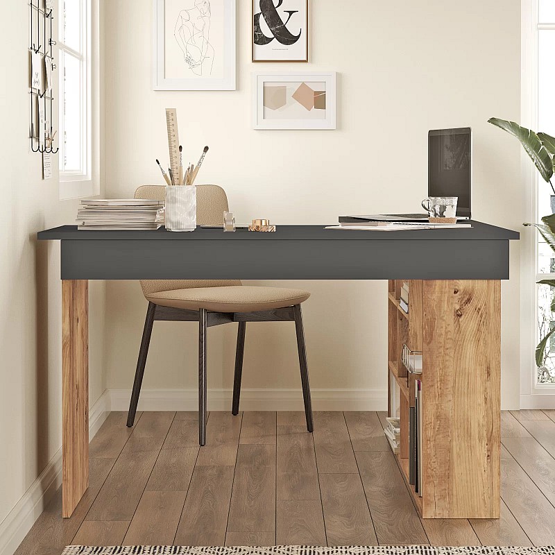 Γραφείο γωνιακό "VIANA" σε χρώμα atlantic pine/ανθρακί 115x120x72 Γραφείο γωνιακό "VIANA" σε χρώμα atlantic pine/ανθρακί 115x120x72