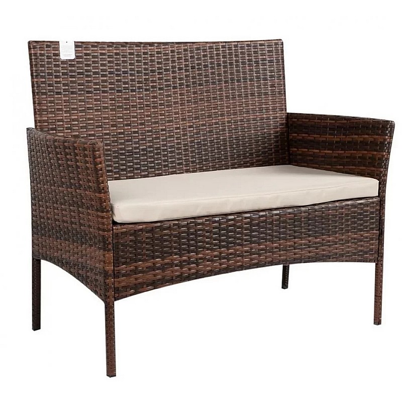 Σαλόνι κήπου Calma σετ 4τμχ rattan cappuccino-ύφασμα μπεζ Σαλόνι κήπου Calma σετ 4τμχ rattan cappuccino-ύφασμα μπεζ