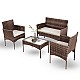 Σαλόνι κήπου Calma σετ 4τμχ rattan cappuccino-ύφασμα μπεζ Σαλόνι κήπου Calma σετ 4τμχ rattan cappuccino-ύφασμα μπεζ