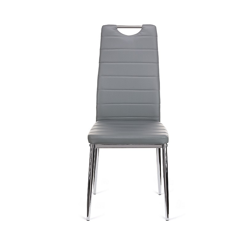 Καρέκλα Tonia PU γκρι-πόδι χρωμίου 52x43x96