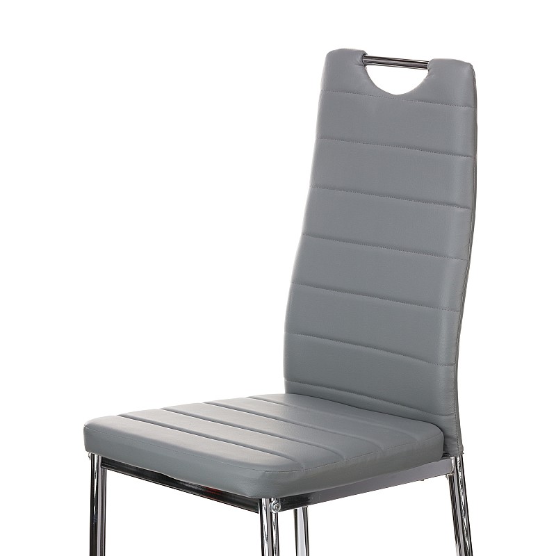 Καρέκλα Tonia PU γκρι-πόδι χρωμίου 52x43x96