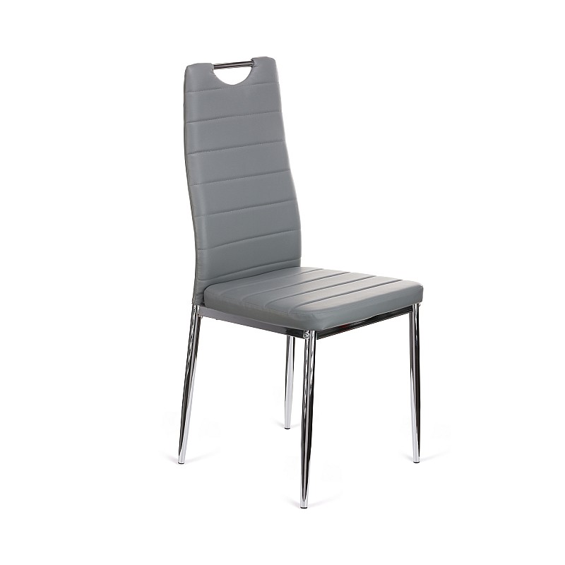 Καρέκλα Tonia PU γκρι-πόδι χρωμίου 52x43x96