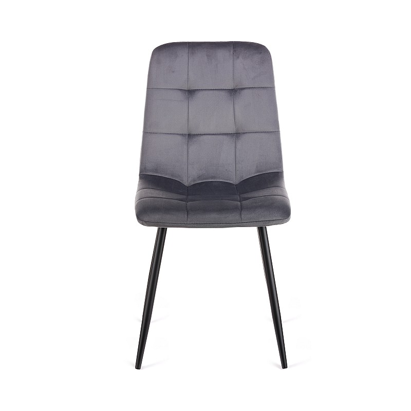 Καρέκλα Rena plus σε βελούδο ύφασμα γκρι-πόδι μαύρο μεταλλικό 48x55x90