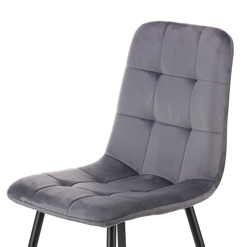 Καρέκλα Rena plus σε βελούδο ύφασμα γκρι-πόδι μαύρο μεταλλικό 48x55x90