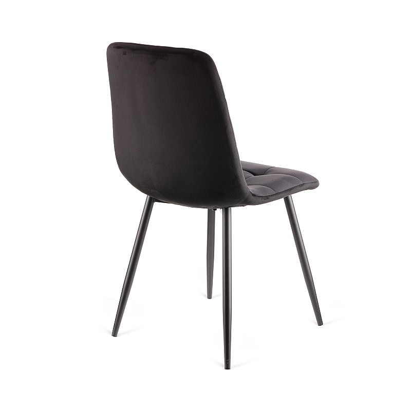 Καρέκλα Rena plus σε βελούδο ύφασμα μαύρο-πόδι μαύρο μεταλλικό 48x55x90