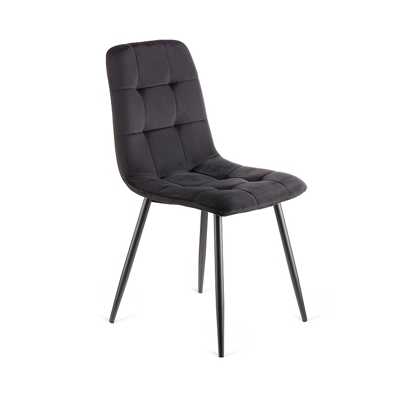 Καρέκλα Rena plus σε βελούδο ύφασμα μαύρο-πόδι μαύρο μεταλλικό 48x55x90