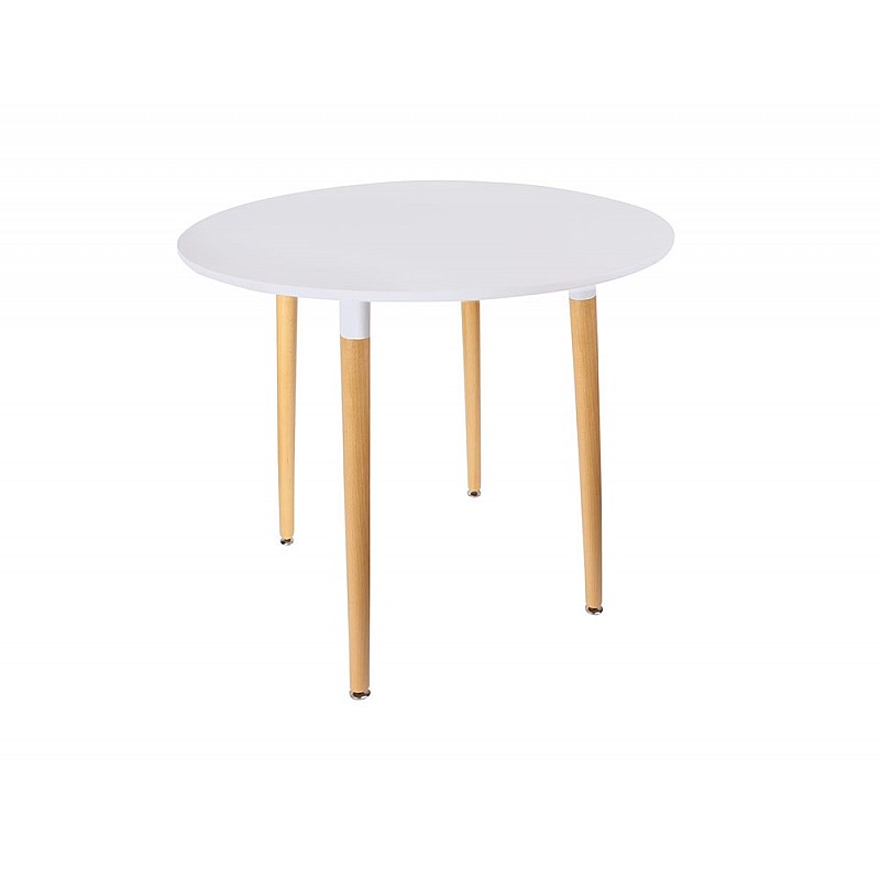 Τραπέζι Snow MDF λευκό και ξύλο οξιάς σε φυσική απόχρωση Φ100x73εκ Τραπέζι Snow MDF λευκό και ξύλο οξιάς σε φυσική απόχρωση Φ100x73εκ