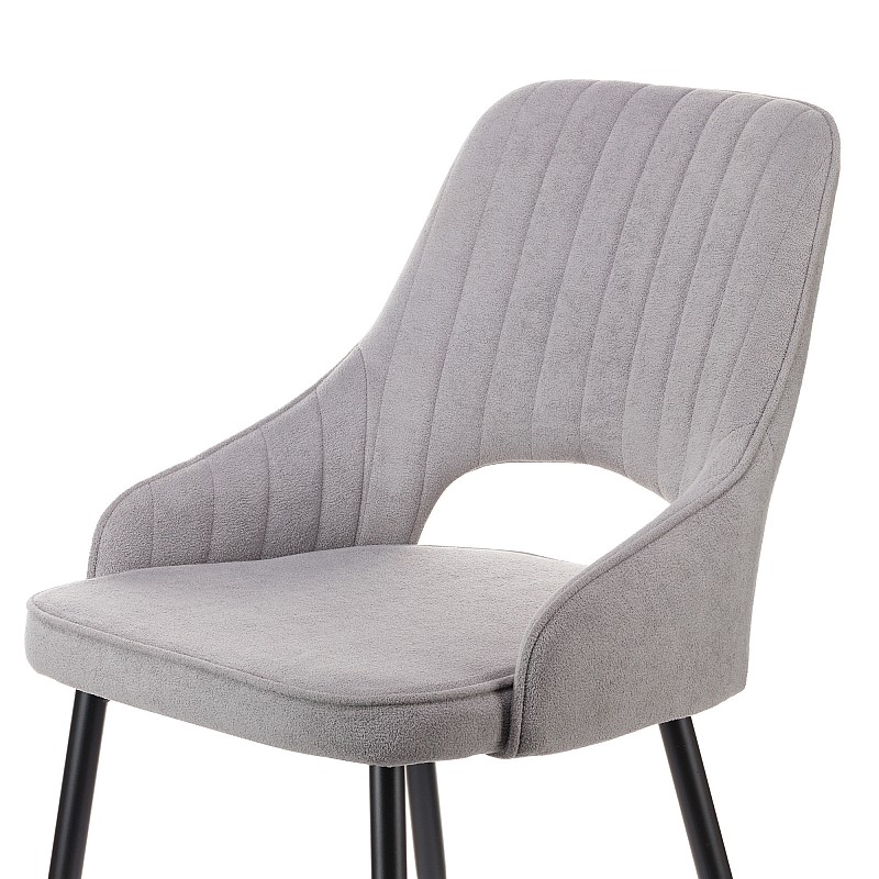 Καρέκλα Tiate γκρι μπουκλέ ύφασμα-πόδι μαύρο μέταλλο 47x51x83