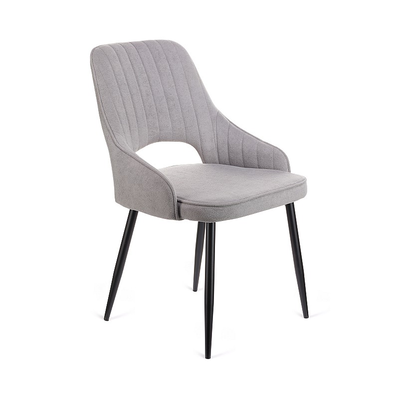 Καρέκλα Tiate γκρι μπουκλέ ύφασμα-πόδι μαύρο μέταλλο 47x51x83